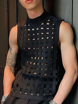 Mens Burn out Mesh Striped Sleeveless Tank SKUK63939