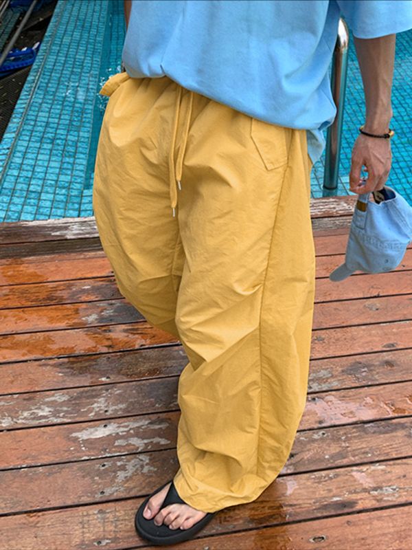 Men's High-Street Japanese Harajuku Drawstring Pleated Balloon Pant SKUL74741
