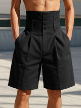 Mens Solid Color High-Waisted Casual Short SKUL15040