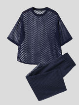 Men's Avant-Garde Sheer Chevron Mesh Two Pieces Outfit SKUL74698