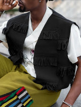 Men's Tassel Patchwork Cropped Waistcoat SKUL47917