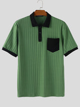Mens Colorblock Textured Knit Short Sleeve Shirt SKUL16179