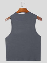 Mens Solid Color Textured Cut-Out Tank SKUL05804