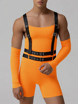 Men's Solid Color Texture Overall Bodysuit SKUL19018