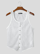 Mens Solid Color Sheer Lace Fitted Tank SKUL09537