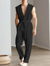 Mens Minimalist Cardigan Design Two Pieces Outfit SKUK65734