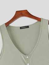 Men's Retro Textured Button-Down Tank SKUL54721