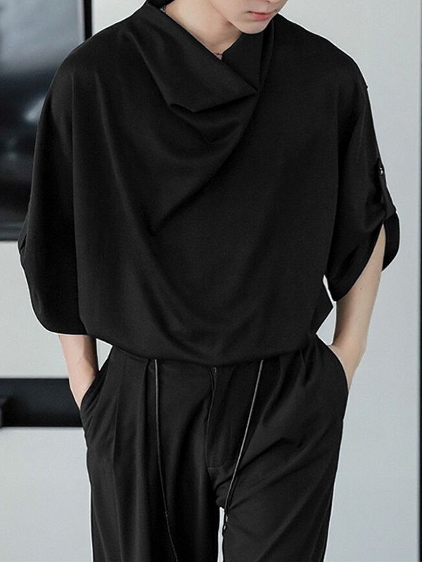 Men's Loose Slouchy Neck Half Sleeve Shirt SKUL38093