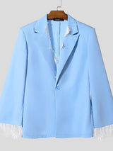 Men's Sheer Lace Patchwork Casual Blazer SKUL40304