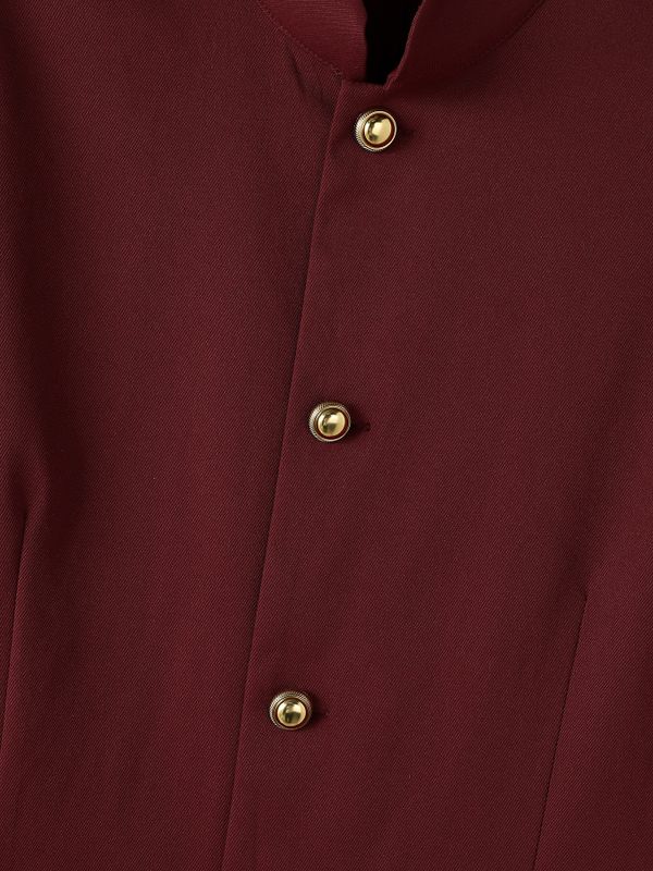 Men's Avant-Garde Runway Slit Cape Sleeve Gold Button Long Sleeve Stand Collar Knee Length Blazer SKUL81218