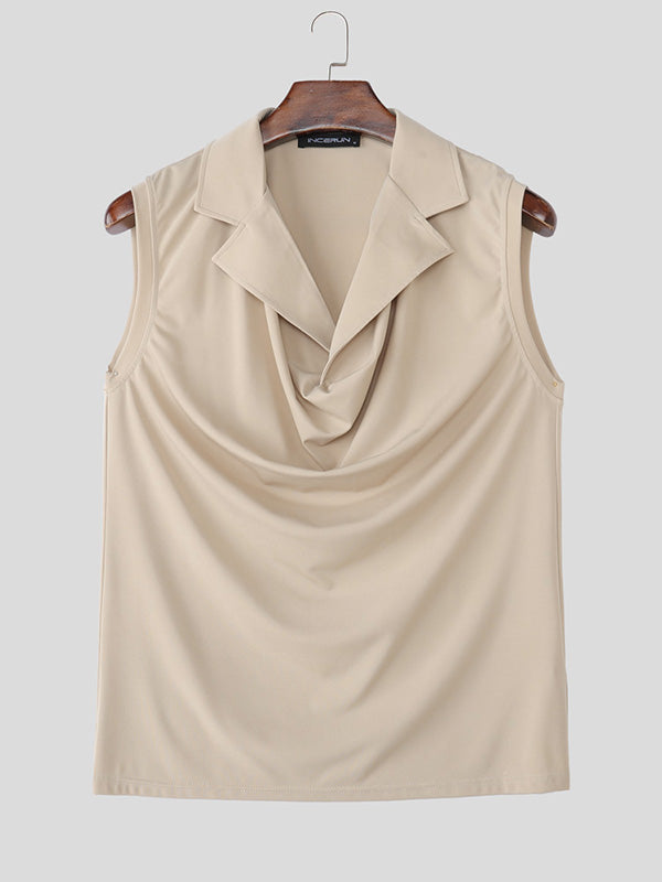 Men's Solid Cowl Neck Casual Tank SKUL29761