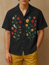 Mens Floral Embroidered Short Sleeve Shirt SKUL15476