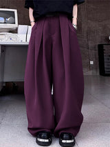 Mens Solid Color Wide Leg Casual Pant SKUL12492