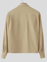 Men's Solid Color Pocket Long Sleeve Shirt SKUL43860