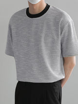 Mens Solid Textured Crew Neck Short Sleeve T-Shirt SKUK62682