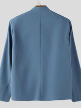 Men's Deconstructed Button Stand Collar Casual Blazer SKUL48643