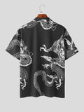Mens Dragon Print Revere Collar Shirt SKUK48480