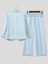 Men's Piped Stripe Colorblock Casual Two Pieces Outfit SKUL24581