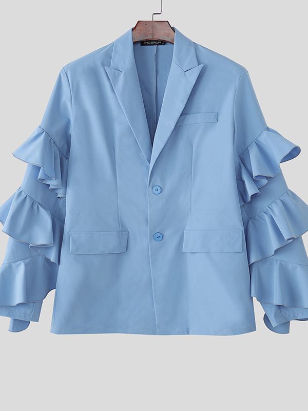 Men's Deconstructed Ruffle Patchwork Casual Blazer SKUL40180