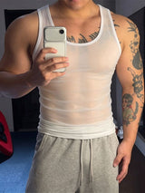 Men's Clubwear Sheer Mesh Muscle Fit Tank SKUL74616