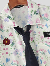 Men's Floral Print Tie Short Sleeve Shirt SKUL36411