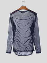 Men's Sheer Mesh Slim Fit Long Sleeve T-shirt SKUL51790