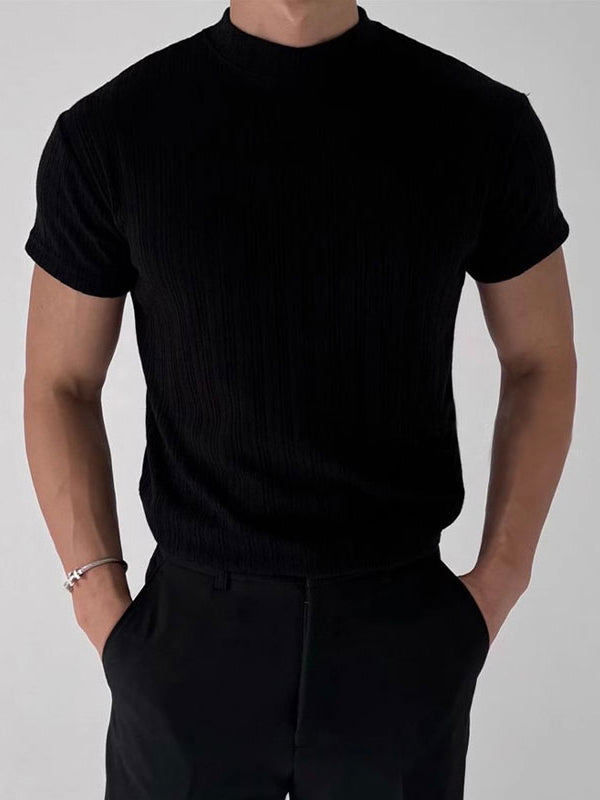 Mens Knit Textured Short Sleeve T-Shirt SKUK74921