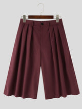 Men's Vintage Cityboy Harajuku Pleated Wide Leg Culotte Short SKUL69345
