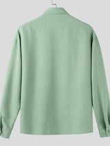 Men's Color Block Patchwork Tie Long Sleeve Shirt SKUL39394