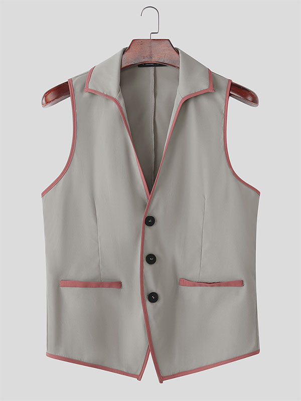 Men's Bold Stripe Colorblock Casual Waistcoat SKUL24997