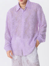 Mens Jacquard See Through Long Sleeve Shirt SKUK44104