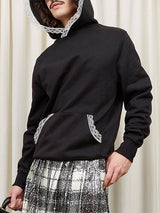 Mens Lace Patchwork Pullover Long Sleeve Hoodie SKUK81461