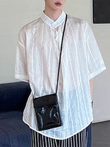 Mens Vertical Stripe Textured Sheer Shirt SKUK76206