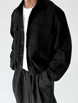 Men's Solid Color Textured Long Sleeve Shirt SKUL31742