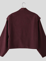 Men's Deconstructed Adjustable Buckle Waist Long Sleeve Jacket SKUL35242