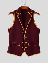 Men's Retro Aristocratic Contrast Trim Lapel Waistcoat SKUL76463