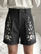 Men's Elegant Vintage Floral Print High Waist  Short SKUL65046