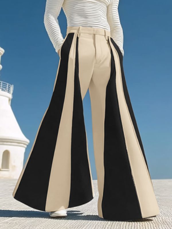 Men's Color Block Wide Leg Casual Pant SKUL36782