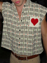 Mens Plaid Textured Sleeveless Shirt SKUL15371