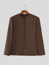 Men's Solid Color Padded Shoulder Long Sleeve Jacket SKUL42535