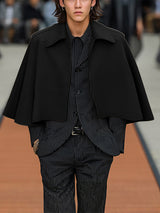 Men's Solid Cropped Casual Cloak SKUL29722