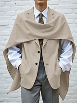 Men's Cape Patchwork Layered Long Sleeve Blazer SKUL31991