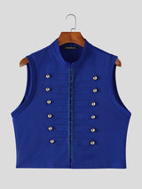 Men's Vintage Aristocrat Double-Breasted Gold Crest Button Military Drummer Tank SKUL77517