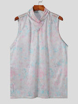 Mens Scarf Design Sheer Floral Sleeveless Tank SKUK66974