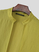 Mens Solid Color Long Hem Short Sleeve Cardigan SKUL05772