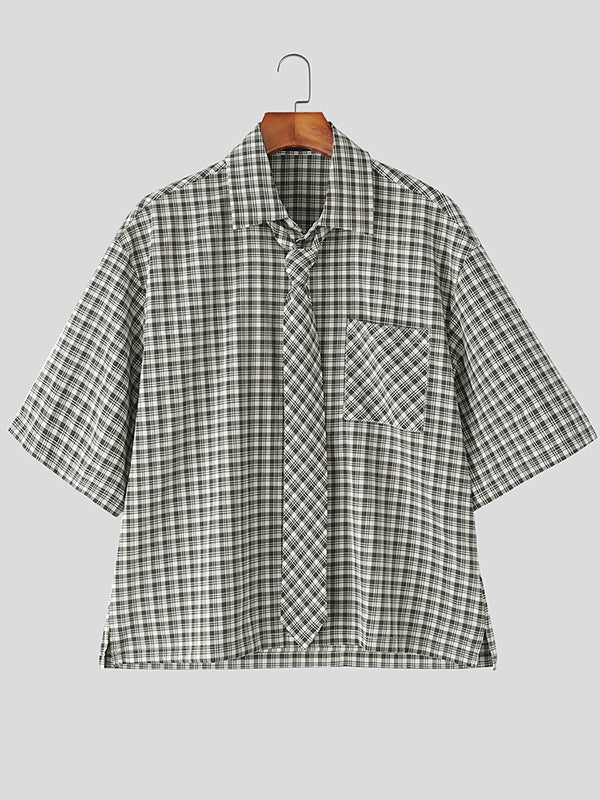 Mens Plaid Short Sleeve Shirt SKUL12913