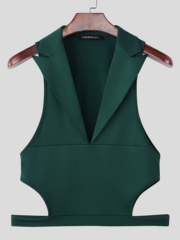 Men's Solid Color Side Cutout Tank SKUL46512