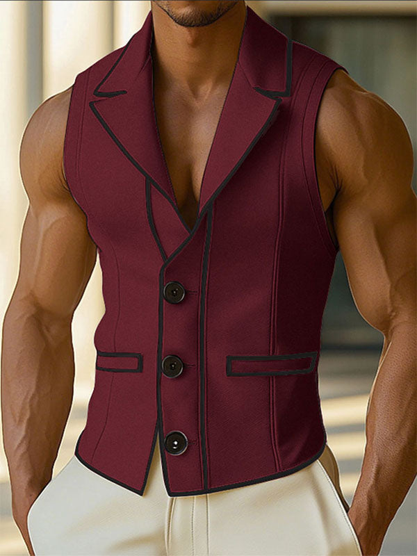 Mens Bold Stripe Contrast Color Knit Casual Waistcoat SKUL16755