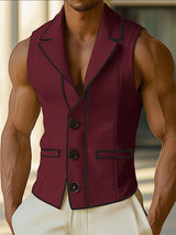 Mens Bold Stripe Contrast Color Knit Casual Waistcoat SKUL16755