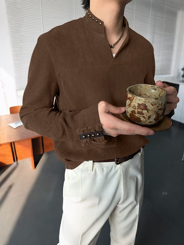 Men's Metal Stud Decor Long Sleeve T-Shirt SKUL29729